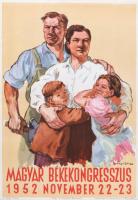 1952 Magyar Békekongresszus plakátja, Szőnyi Gyula grafikája, 39×28 cm