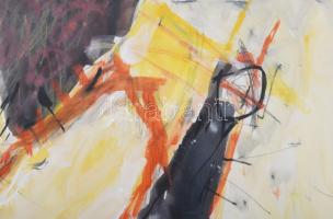 Misch Ádám (1935-1995): Kompozíció sárgában. Vegyes technika, papír, jelezve középen lent. Dekoratív...