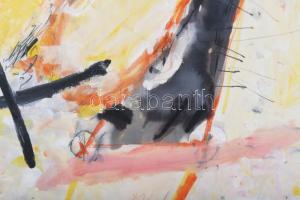 Misch Ádám (1935-1995): Kompozíció sárgában. Vegyes technika, papír, jelezve középen lent. Dekoratív...