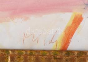 Misch Ádám (1935-1995): Kompozíció sárgában. Vegyes technika, papír, jelezve középen lent. Dekoratív...