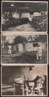 3 db I. világháborús fotó a frontról, az Érdekes Ujság felvételei, a hátoldalon pecséttel jelzettek, 12x17,5 cm körül
