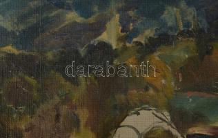 Aba-Novák jelzéssel: Szekér. Olaj, vászon. Dekoratív fakeretben. 45x55,5 cm