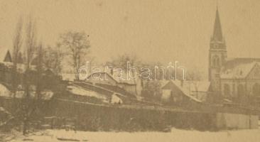 cca 1925 Dunaharaszti, vízparti részlet a római katolikus templommal, nagyméretű fotó, 24×33 cm