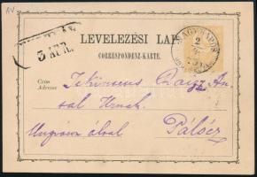 1873 2kr díjjegyes levelezőlap "NAGY-KAPOS / UNG.MEGYE"