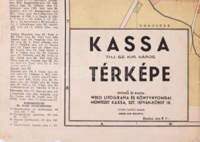cca 1940 Kassa törvényhatósági jogú szabad királyi város térképe, lépték nélkül, Wiko Litografia és ...