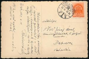 1942 Kolozsvár, Roska Márton (1880-1961) régész, a kolozsvári egyetem tanárának saját kezűleg megírt, aláírt képeslapja Zöld József kormányfőtanácsos, Debrecen helyettes polgármestere részére, melyben kitüntetéséhez gratulál, valamint megemlíti, hogy a képeslapon ábrázolt "Ecce Homo" vázlat után készült a Debrecenben található kép