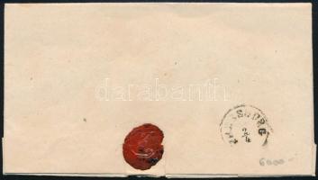 1858 3kr szűkre vágva (hajtott / folded) levélen "NEUTRA"