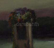 Csuk Jenő jelzéssel: Vízparti táj. Olaj, karton, fakeretben. 20×25 cm