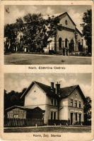 Kevevára, Temeskubin, Kovin; Elektricna Centrala, Zelj. Stanica / Villanytelep, vasútállomás. R. Oberläufer kiadása, W. Leopold felvétele / electric power plant, railway station (kopott sarkak / worn corners)