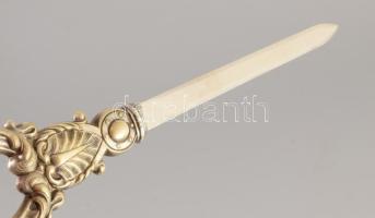 Antik fém nagyító és levélbontó pár, h: 21-23 cm