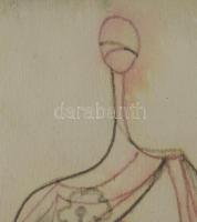 Jelzés nélkül: Alak. Akvarell, papír, üvegezett fakeretben. 24×15,5 cm