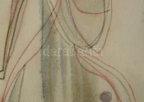 Jelzés nélkül: Alak. Akvarell, papír, üvegezett fakeretben. 24×15,5 cm