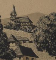 Zambor jelzéssel: Utcarészlet (Erdély?). Tus, papír, üvegezett fakeretben. 17,5×22 cm