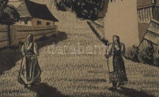 Zambor jelzéssel: Utcarészlet (Erdély?). Tus, papír, üvegezett fakeretben. 17,5×22 cm