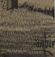 Zambor jelzéssel: Utcarészlet (Erdély?). Tus, papír, üvegezett fakeretben. 17,5×22 cm