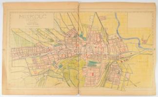 1948 Miskolc kézzel rajzolt térképe 60x43 cm Hajtásnél elszakadt.
