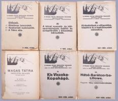 A Magas Tátra részletes kalauza. Szerk.: Hefty Gy. Andor, Vigyázó János, Mervay Sándor. I.-III. kötet. I. kötet. Szerk.: Vigyázó János, Szerk.: Hefty Gy. Andor. II. kötet. Szerk.: Vigyázó János, Mervay Sándor. III. kötet: Hegymászókalauz. Szerk.: Dr. Komarnicki Gyula, Dr. Serényi Jenő. I. köt: Kriván-Csurbina-Lengyelnyereg. II. kötet: Kis-Viszoka-Kopahágó. III. kötet: Hátsó Barátcsorba-Liliowe. Függelék: Téli hegymászások. Bp., 1914, Turistaság és Alpinizmus,(Pécs, Wesely és Horváth-ny.), 9 sztl. lev.(Korabeli reklámok, vasúti menetrend)+VIII+399+1 p.+9 sztl. lev. (Korabeli reklámok.) (térkép-melléklet hiányzik.); 9 sztl. lev.(Korabeli reklámok, vasúti menetrend)+VIII+431+1 p.+9 sztl. lev.+10 t.(Kihajtható térképmelléklet.);+9 sztl. lev.+XXXII p. +7 sztl. lev.+2+1-224;225-436,437-520+2 p. Fekete-fehér ábrákkal, táblázatokkal, kihajtható térképekkel, korabeli hirdetésekkel gazdagon illusztrált. Kiadói papírkötésekben, összesen 6 kötetben, a 3/1 kötet borítója hiányzik, és egy térképmelléklet az első kötetből, egyébként jó állapotban