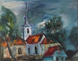 Olvashatatlan jelzéssel: Utcarészlet. Olaj, vászon. 70x89 cm