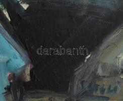 Olvashatatlan jelzéssel: Utcarészlet. Olaj, vászon. 70x89 cm