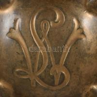 Antik monogramos bronz hamuzó, d: 13,5 cm