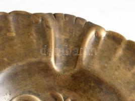 Antik monogramos bronz hamuzó, d: 13,5 cm