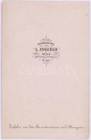 cca 1860 Kislány portréja, keményhátú fotó Ludwig Angerer bécsi műterméből, 10,5×6,5 cm