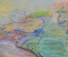 Horváth Éva Mónika (1965-): Színes társaság (cím nélkül). Pasztell, papír. Jelezve jobbra lent. 46x6...