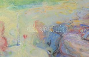 Horváth Éva Mónika (1965-): Színes társaság (cím nélkül). Pasztell, papír. Jelezve jobbra lent. 46x6...