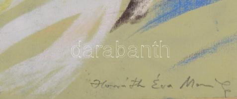 Horváth Éva Mónika (1965-): Színes társaság (cím nélkül). Pasztell, papír. Jelezve jobbra lent. 46x6...