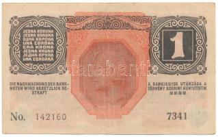 1916. 1K "7000" fölötti sorozatszámmal, enyhén eltolódott fekete alapnyomattal az elő- és ...