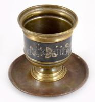 Antik niellós díszítésű réz cigarettakínáló m: 10 cm