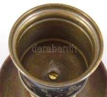 Antik niellós díszítésű réz cigarettakínáló m: 10 cm