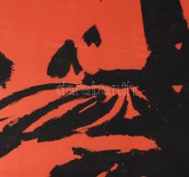 Gönczi Béla (1934-): Illyés Gyula: Dózsa György, Nemzeti Színház. Plakátterv. Vegyes technika, papír...