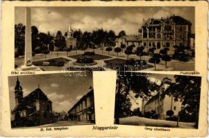 1942 Magyaróvár, Mosonmagyaróvár; Hősi emlékmű, Postapalota, Római katolikus templom, Öreg Akadémia (EK)