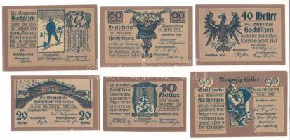 Ausztria / Tirol / Hochfilzen 1921. 10h - 90h (6xklf) T:AU-XF Austria/ Tirol / Hochfilzen 1921. 10 Heller - 90 Heller (6xdiff) C:AU-XF