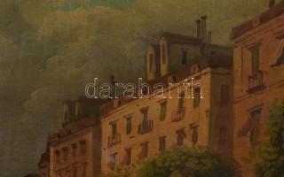 Loir jelzéssel: Párizsi forgatag. Olaj, karton. Vetemedett. Sérült. Dekoratív, kissé sérült fakeretb...