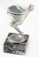 Nőalak figurális mécsestartó, márvány talapzaton, ragasztott, m: 12 cm