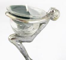 Nőalak figurális mécsestartó, márvány talapzaton, ragasztott, m: 12 cm