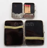 Japán festett fém gyufatartó és cigaretta tárca, 9x7 cm alatt