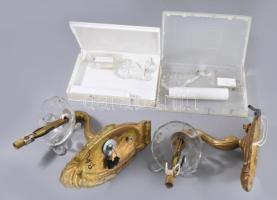 Antik bronz falikra pár, új vezetékezéssel, kiegészítőivel, 22x20 cm