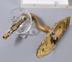 Antik bronz falikra pár, új vezetékezéssel, kiegészítőivel, 22x20 cm