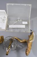 Antik bronz falikra pár, új vezetékezéssel, kiegészítőivel, 22x20 cm