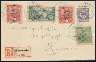 Debrecen II 1920 Ajánlott 15f díjjegyes levél 5f + 2 x 10f + 75f díjkiegészítéssel "KISVÁRDA" Bodor vizsgálójellel