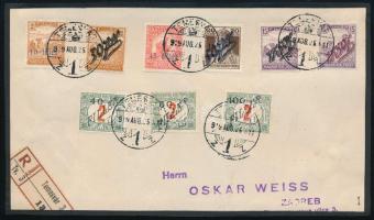 Temesvár I-II 1919 Ajánlott levél előlap 6 db bélyeg és 3 db portóbélyeggel "TEMESVÁR" Bodor vizsgálójellel