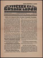 1934 Vitézek és Gazdák Lapja 1934. júl 10. XII. évf., 20. szám, 2 p. + cca 1930-1940 Két katonatiszt fotója, tábori posta levelezőlapra ragasztva, 8,5x6 cm és 8x6 cm