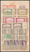 1916-1919 Arató-Parlament bélyegek összefüggésekkel, ívszéli jelzőszámokkal, jobb értékekkel, kétoldalas zsebberakóban