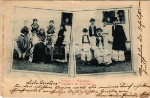 1899 Eszék, Essegg, Osijek; Nosnje u Slavoniji / Trachten in Slavonien / Szlavón népviselet / Croatian folklore. Ottokar Rechnitzer, Art Nouveau (kis szakadások / small tears)