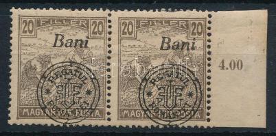 Nagyvárad 1919 Arató 20f ívszéli pár, Bodor vizsgálójellel