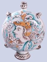 Nagyméretű habán mintás boros kulacs, hibátlan, m: 35 cm