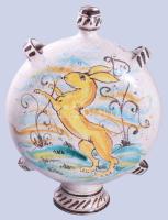 Nagyméretű habán mintás boros kulacs, hibátlan, m: 35 cm